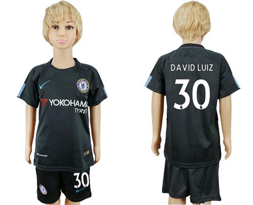 Chelsea #30 David Luiz Sec Away Kid Soccer Club Jersey - Click Image to Close